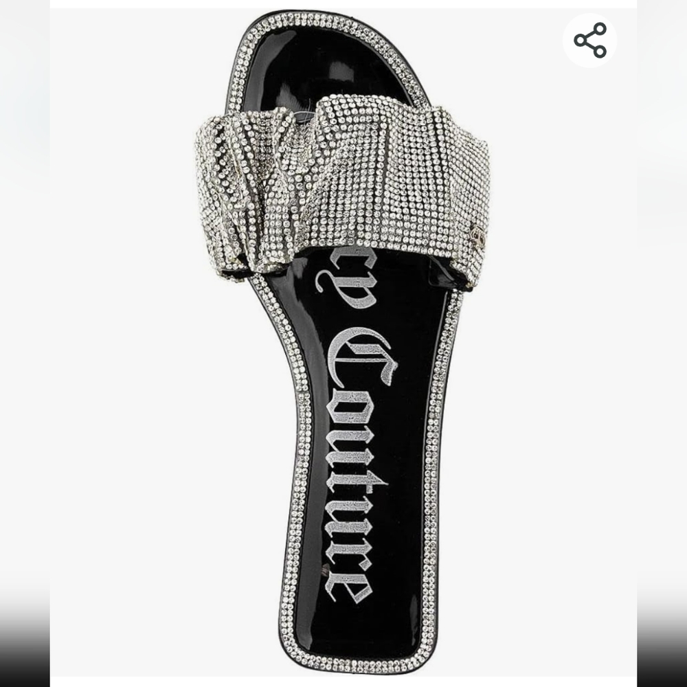 Juicy Couture Womens Yippy Rhinestone bling Glitter sandals Slides